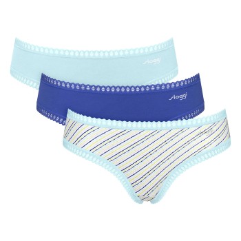 Sloggi Trusser 3P GO Crush Hipster Briefs Blå Mønster bomuld X-Small Dame