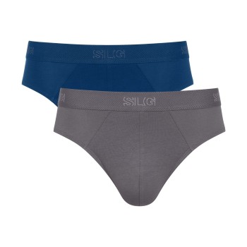 Sloggi 2P SLG Base Midi Briefs Grå/Blå bomuld Medium Herre