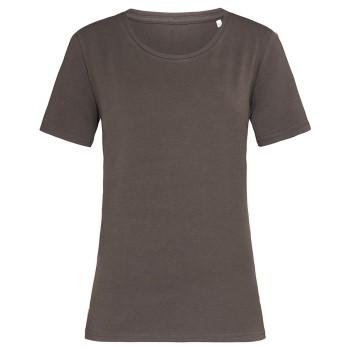 Stedman Claire Relaxed Women Crew Neck Chokolade ringspundet bomuld Small Dame