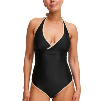 Swegmark Haiti Halterneck Swimsuit Sort m Beige D/E 36 Dame