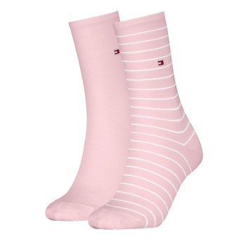 Tommy Hilfiger Strømper 2P Classic Small Stripe Socks Lyserosa Str 39/42 Dame