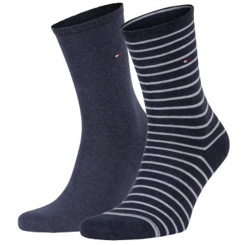 Tommy Hilfiger Strømper 2P Classic Small Stripe Socks Blåstribet Str 39/42 Dame
