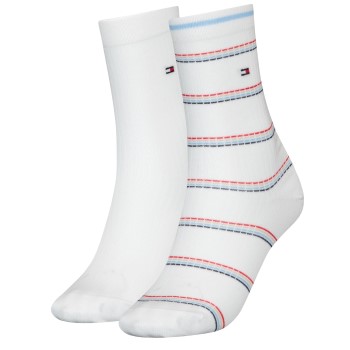 Tommy Hilfiger Strømper 2P Coastal Stripe Tencel Socks Hvid m Rand Str 35/38