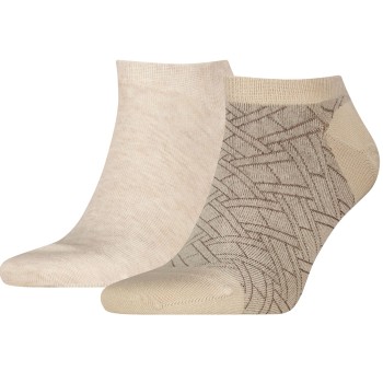 Tommy Hilfiger Strømper 2P Cotton Sneaker Socks Patterned Sand Str 39/42 Herre