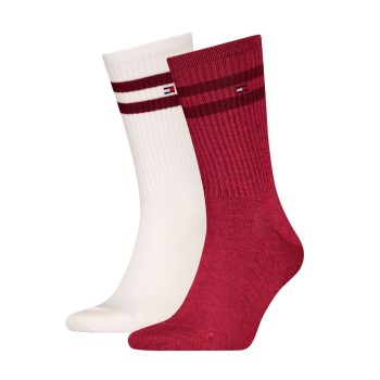 Tommy Hilfiger Strømper 2P Men Mouline Sport Socks Hvid/Rød Str 39/42 Herre