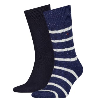 Tommy Hilfiger Strømper 2P Men Neppy Stripe Sock Sort/Blå Str 43/46 Herre