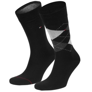 Tommy Hilfiger Strømper 2P Men Sock Check Sort Str 47/48 Herre
