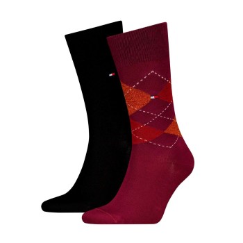 Tommy Hilfiger Strømper 2P Men Sock Check Rød/Sort Str 43/46 Herre