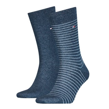 Tommy Hilfiger Strømper 2P Men Sock Stripe Jeansblå Str 47/49 Herre