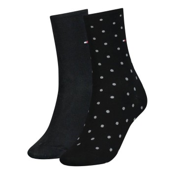 Tommy Hilfiger Strømper 2P Women Dot Sock Sort Str 35/38 Dame
