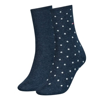 Tommy Hilfiger Strømper 2P Women Dot Sock Jeansblå Str 39/42 Dame