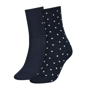Tommy Hilfiger Strømper 2P Women Dot Sock Marineblå Str 35/38 Dame