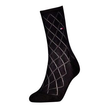 Tommy Hilfiger Tommy Hlfiger Women Premium Argyle Socks Strømper Sort Str 35/38 Dame