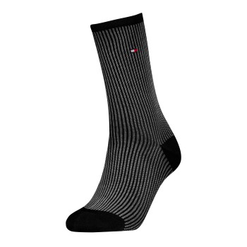 Tommy Hilfiger Tommy Hlfiger Women Premium Stripe Socks Strømper Sort Str 35/38 Dame