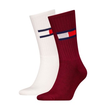 Tommy Hilfiger Tommy Men Uni TJ Flag Socks Strømper 2P Hvid/Rød Str 39/42