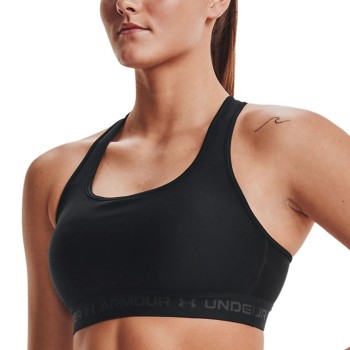 Under Armour BH Mid Crossback Sport Bra Sort polyester Large Dame