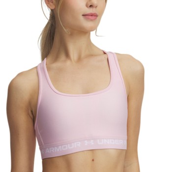 Under Armour BH Mid Crossback Sport Bra Rosa/Hvid polyester X-Small Dame