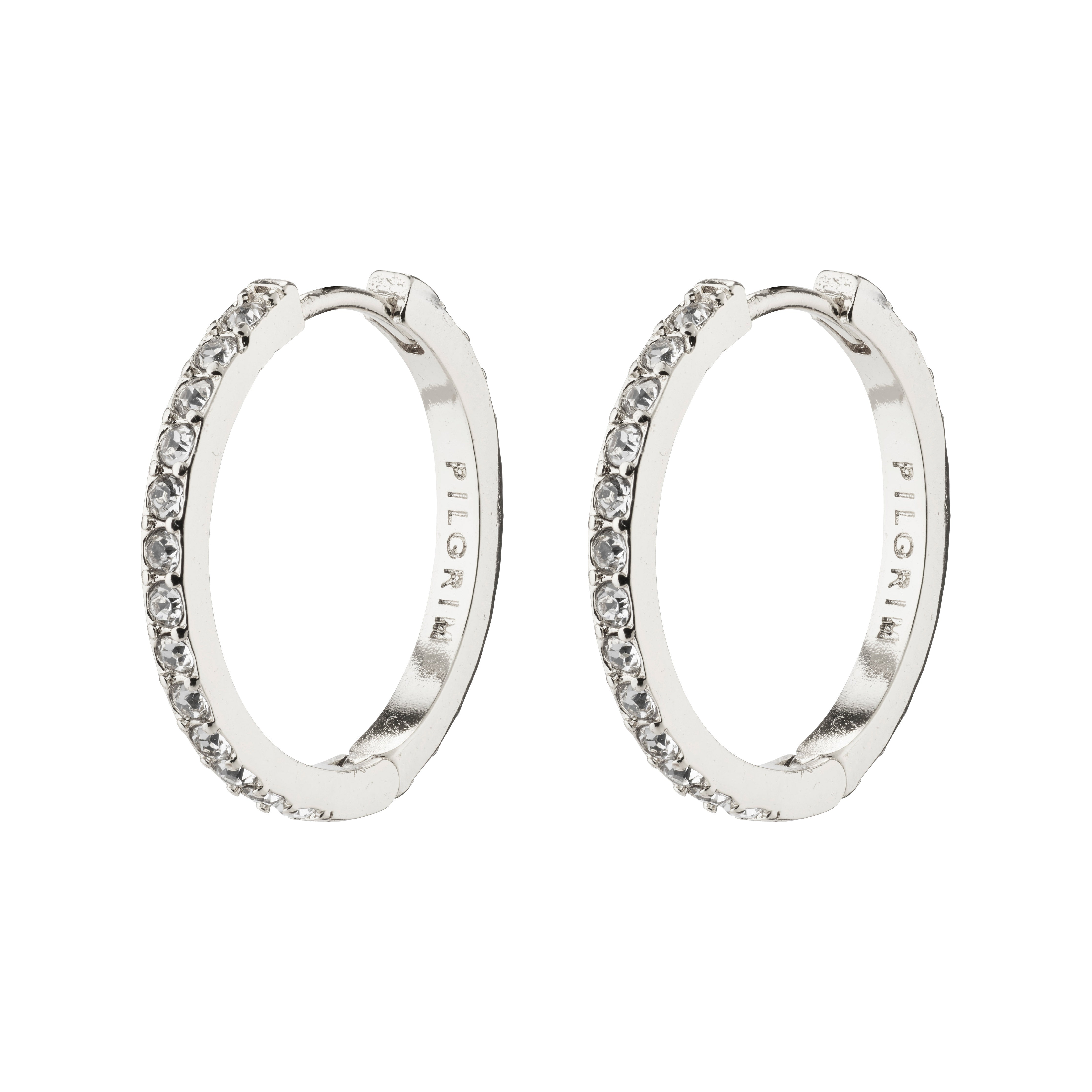 Pilgrim EBNA medium krystal hoops sølvbelagt