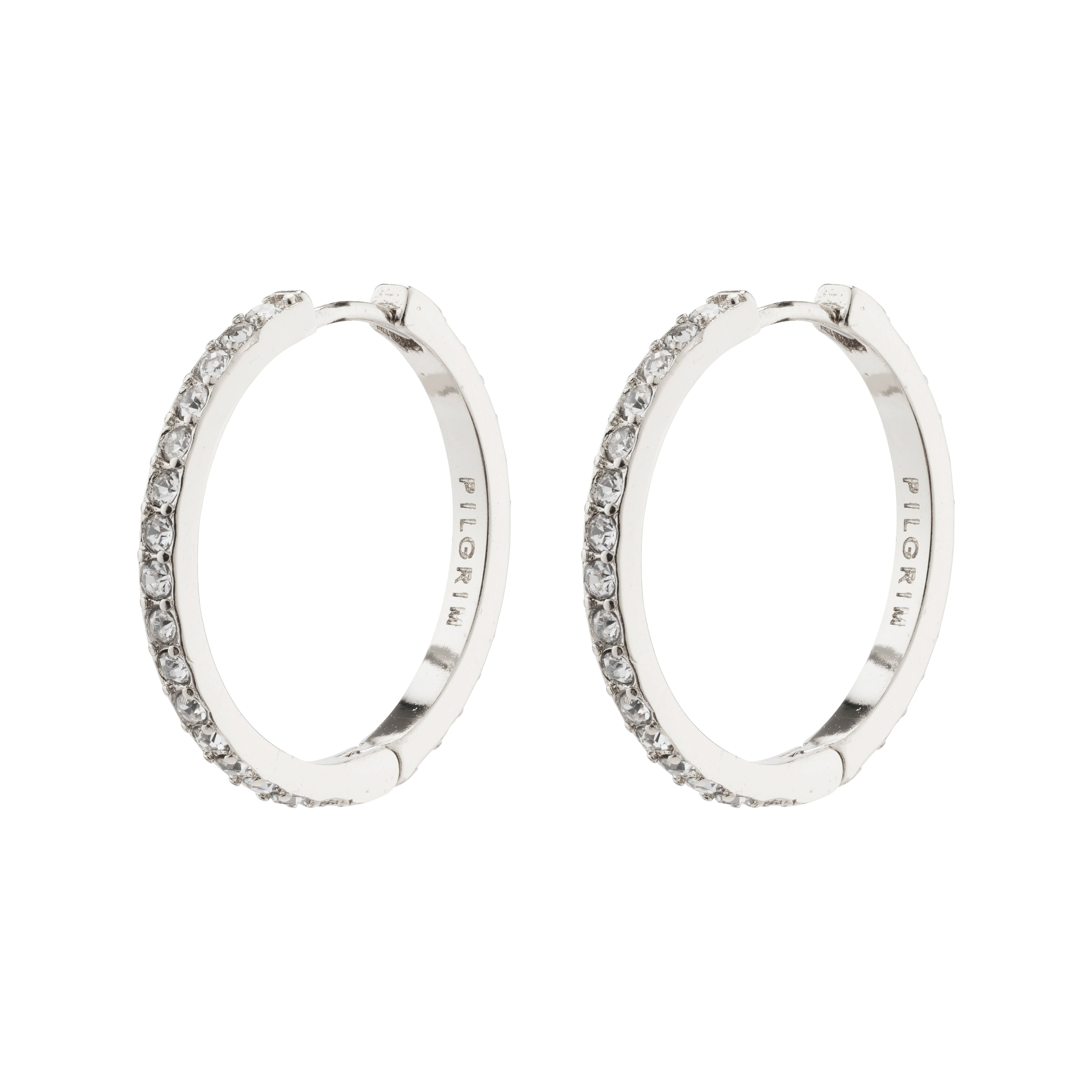 Pilgrim EBNA store krystal hoops sølvbelagt