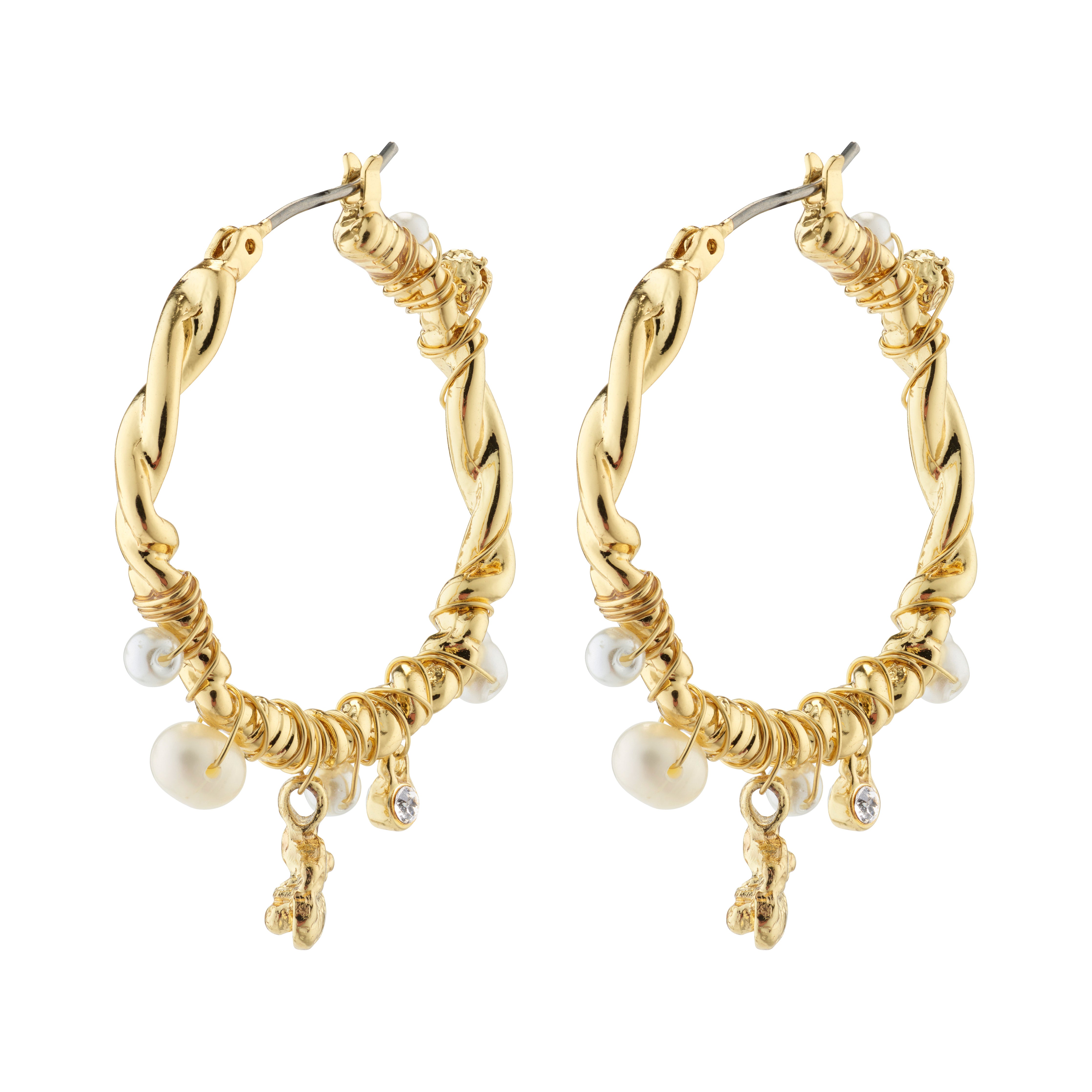 Pilgrim ANA perle & krystal hoops guldbelagt