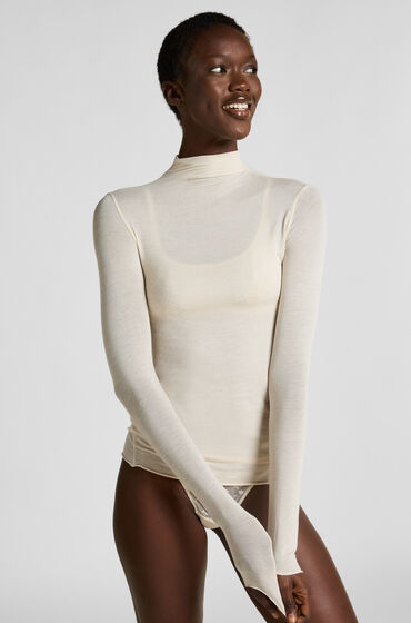Hunkemöller super soft Rullekrave Bluse med Cashmere Hvid