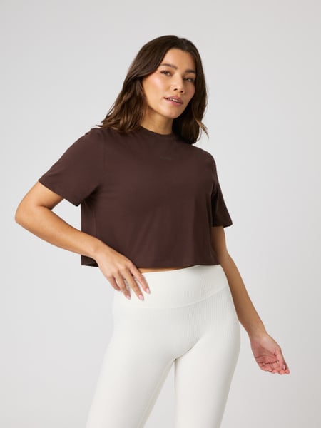 Björn Borg Studio Oversized Cropped T-shirt Brun, XXL