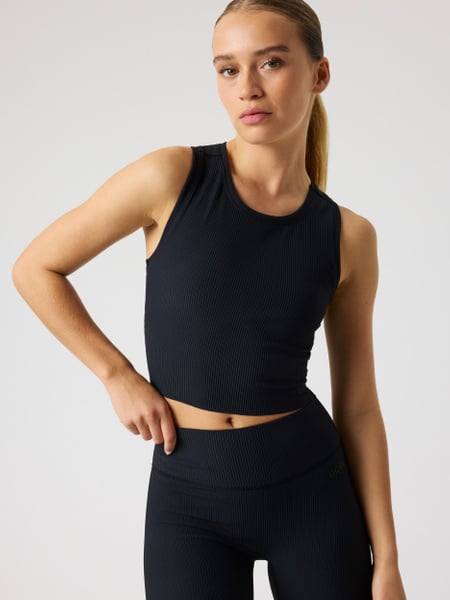 Björn Borg Studio Ribbed Cropped Tank Top Sort, L