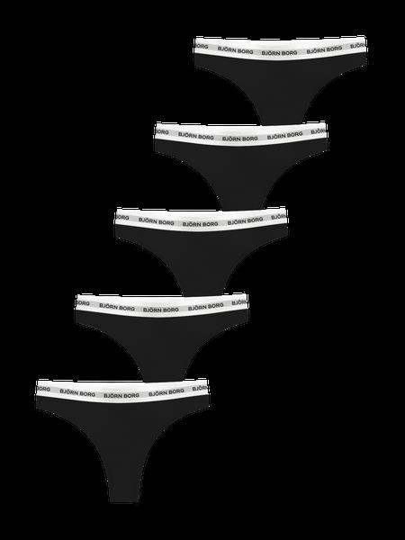 Björn Borg Logo Thongs 5-pack Sort, XS