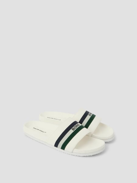 Björn Borg Unisex Heritage Slides Hvid, 38