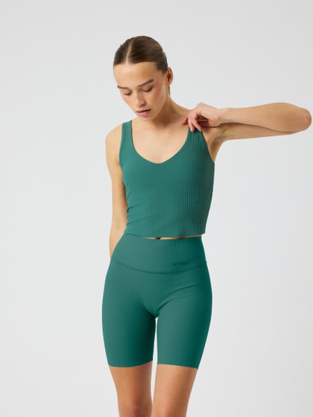 Björn Borg Studio Ribbed V-neck Top Grøn, L