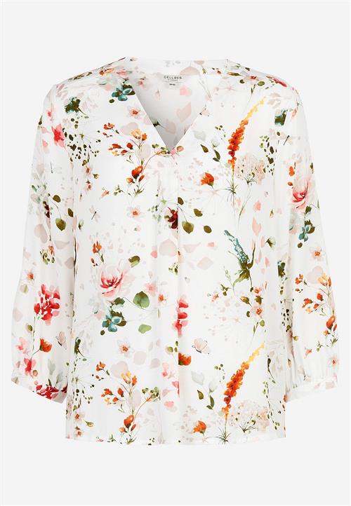 Cellbes of Sweden Vævet bluse med et blomstermønster