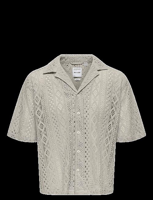 ONLY & SONS | Onsnovak Rlx Resort Ss Lace Shirt | L