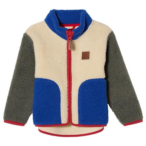 Kuling Austin Pile Fleece-jakke White Green Blue Blocking White/Green/Blue Blocking 122 cm  Hvid  122 cm  Drenge, Piger