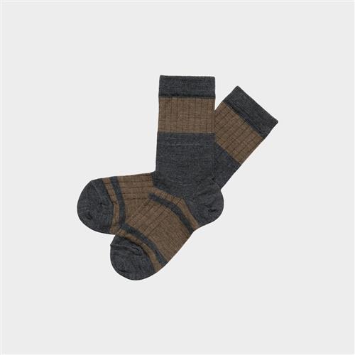 FUB 2-Pack Colour Block Striped Socks Hazel Melange Hazel Melange 29-32 EU  Brun  29-32 EU  Drenge, Piger