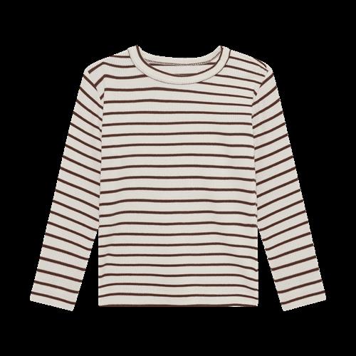 EnFant T-shirt LS Rib Stripe Chestnut Chestnut-92 cm  Brun  92 cm