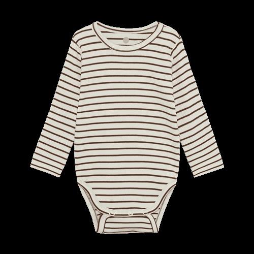 EnFant Body LS Rib Stripe Chestnut Chestnut-74 cm  Brun  74 cm
