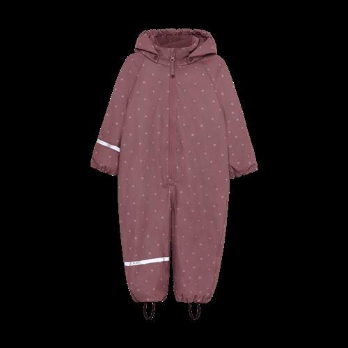 Celavi Rainwear Suit - AOP, w. fleece Rose Brown Rose Brown-70 cm  Lyserød  70 cm