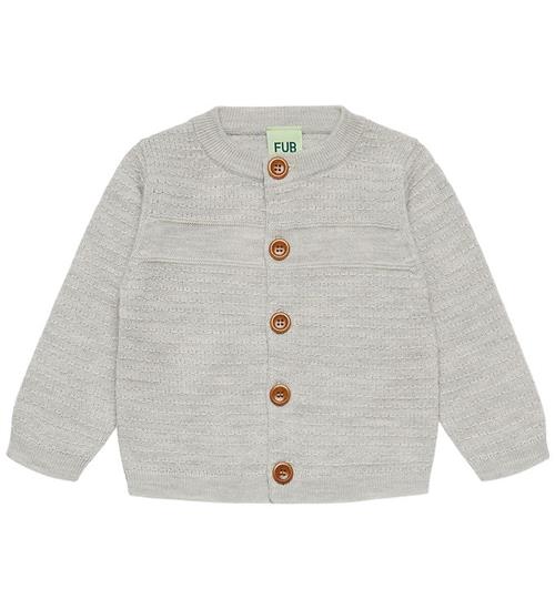 FUB Cardigan - Strik - Uld - Light Grey Melange