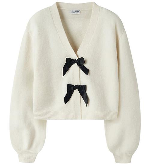 Name it Cardigan - Strik - NkfRina - Antique White/Black Bow