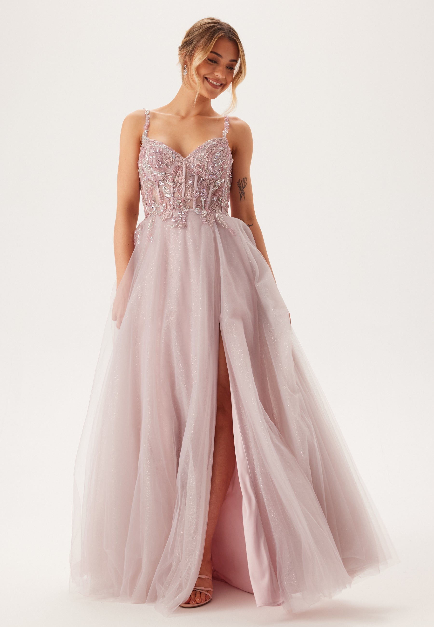 Christian Koehlert Glittering tulle evening dress with lacing