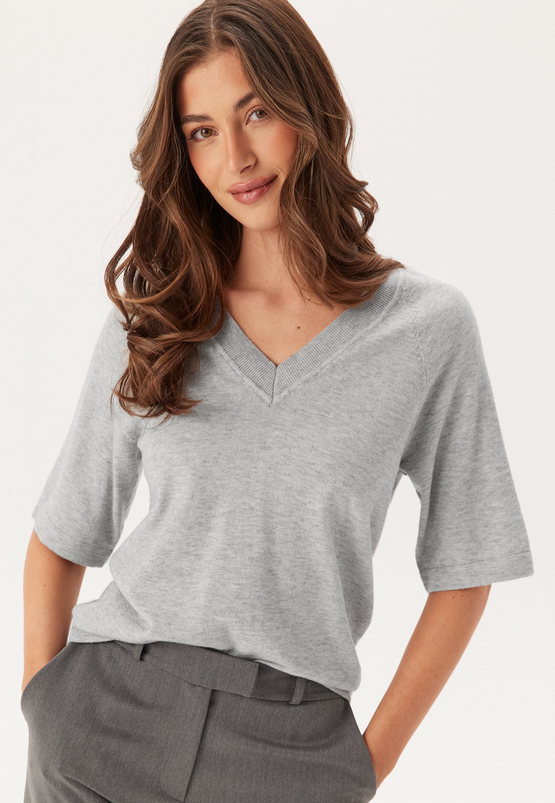 OBJECT Objthess 2/4 LO V-NECK KNIT