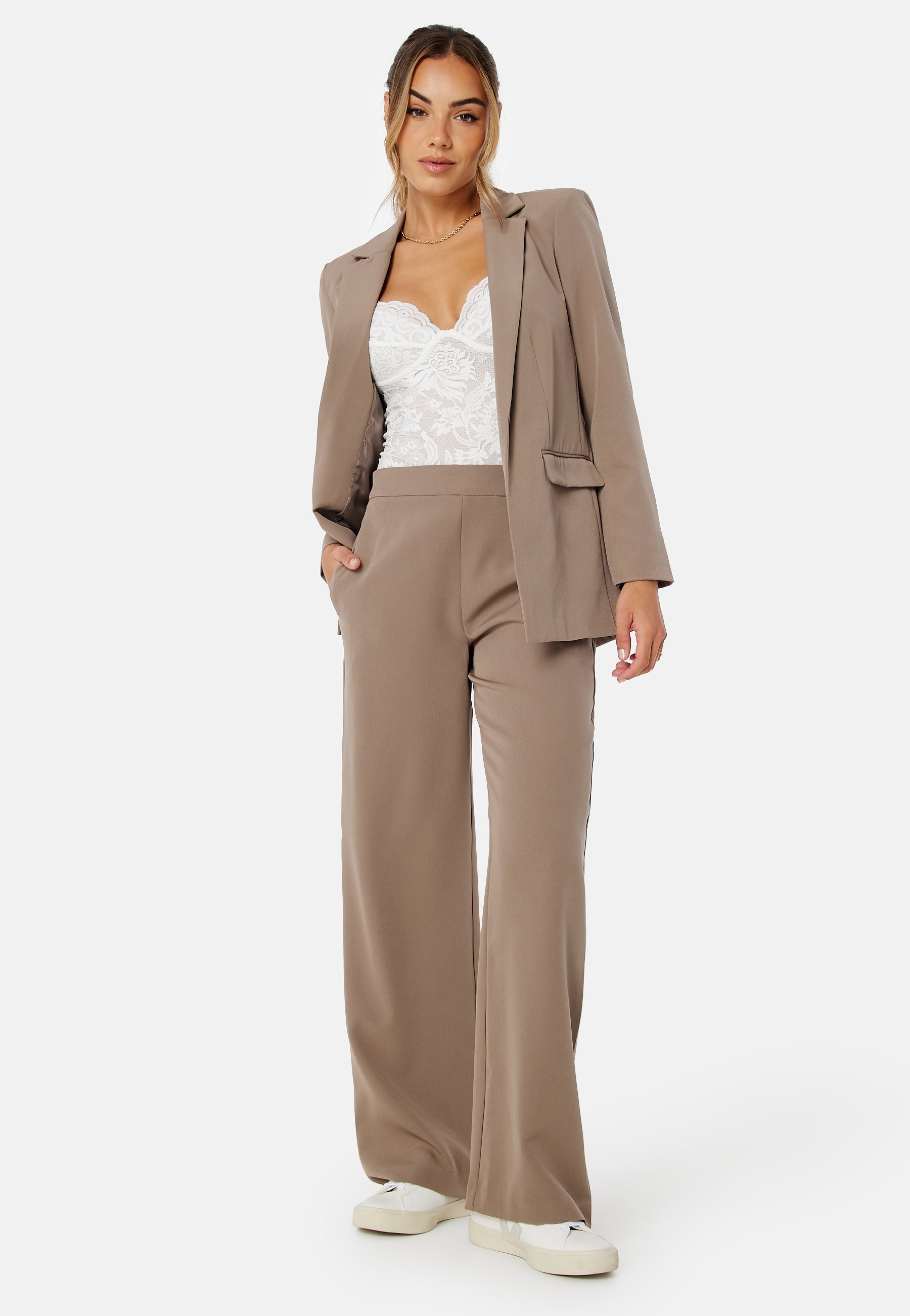 Pieces Bossy HW Wide Plain Pant