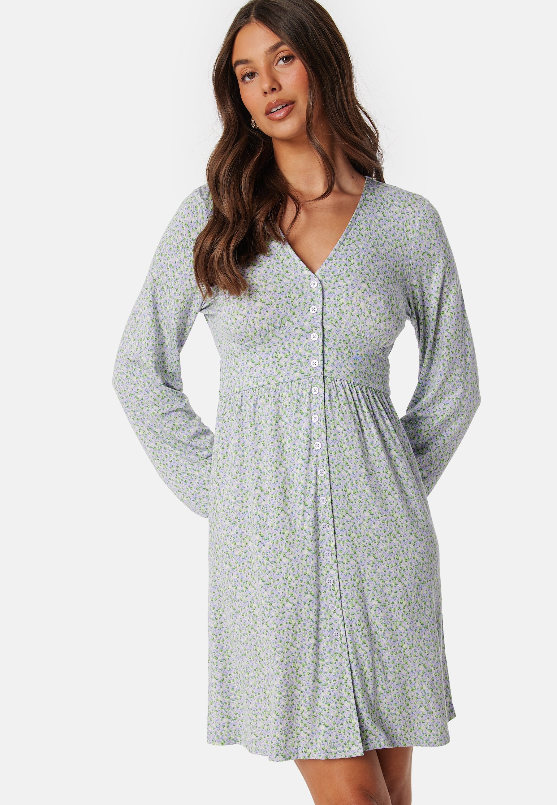 BUBBLEROOM V-neck Short Button Dress