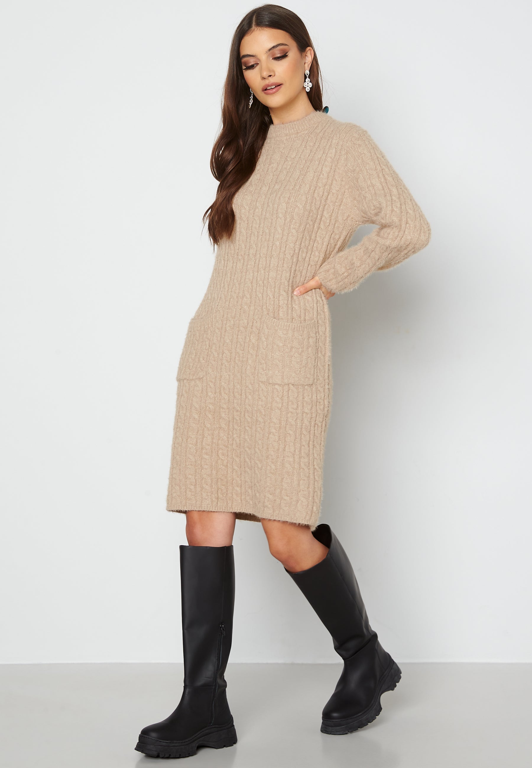 Bubbleroom Cable Knit Pocket Dress