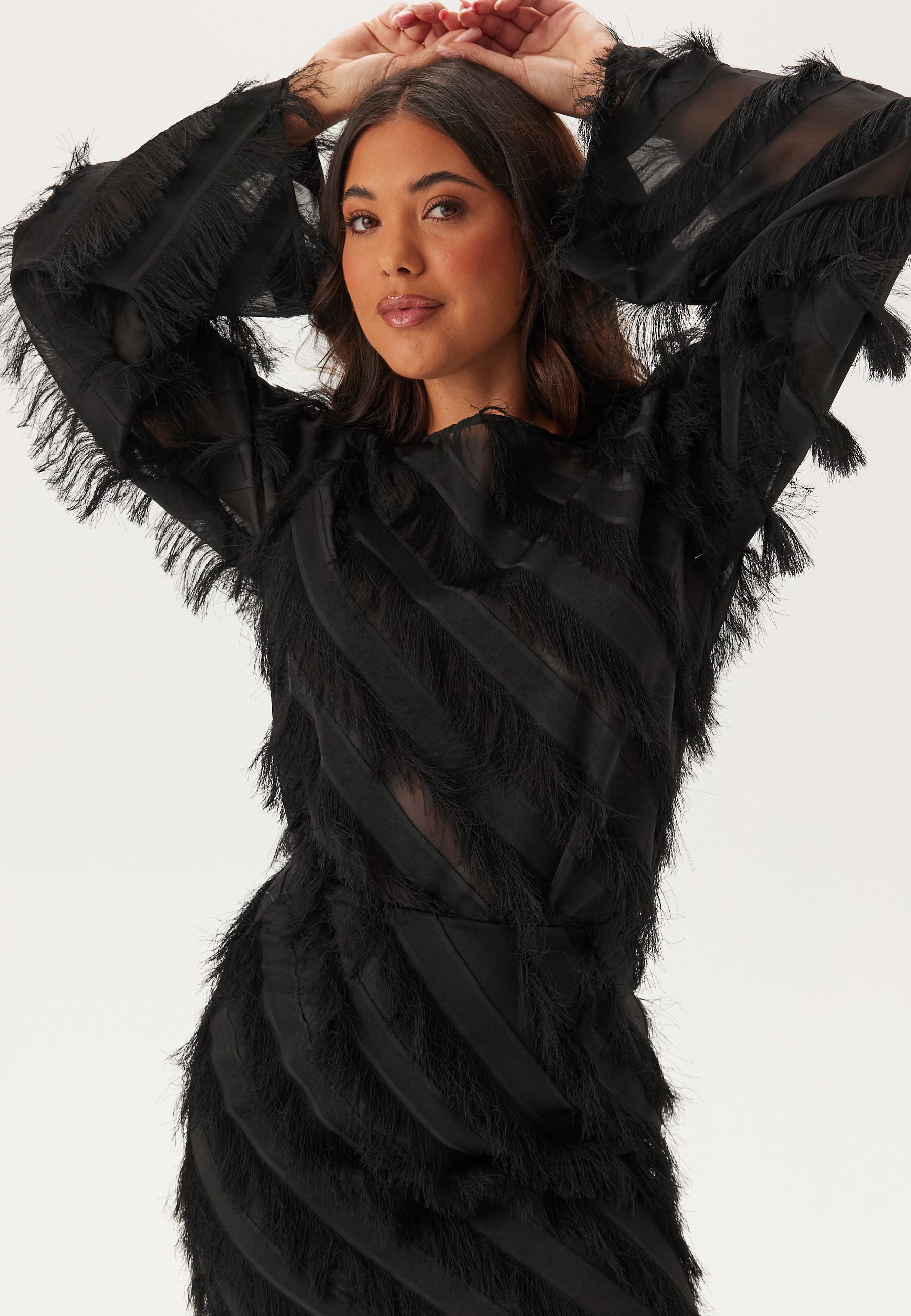 Bubbleroom Occasion Fringe Flared Sleeve Blouse