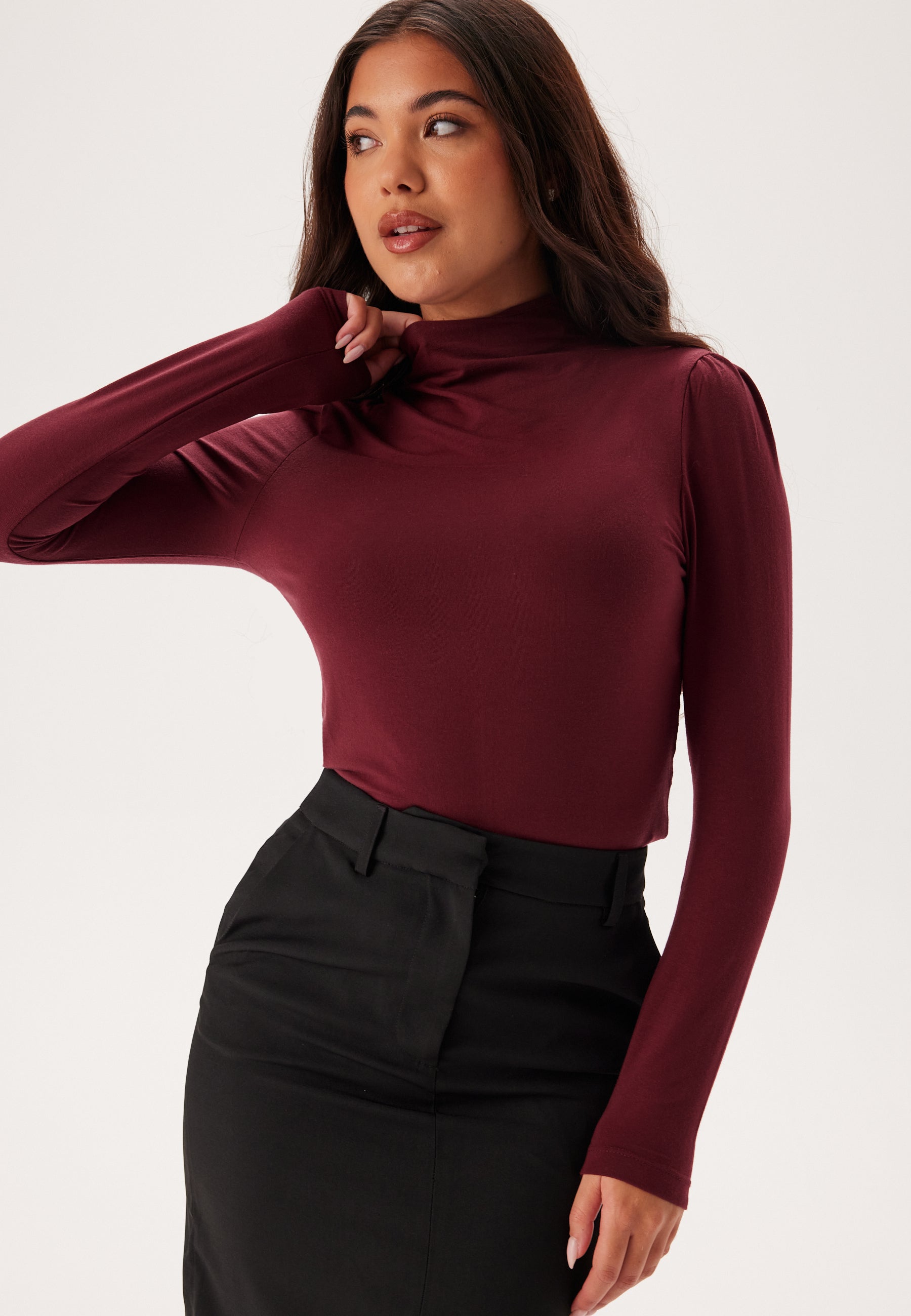 SELECTED Slfmanja Ls Drapey High Neck T