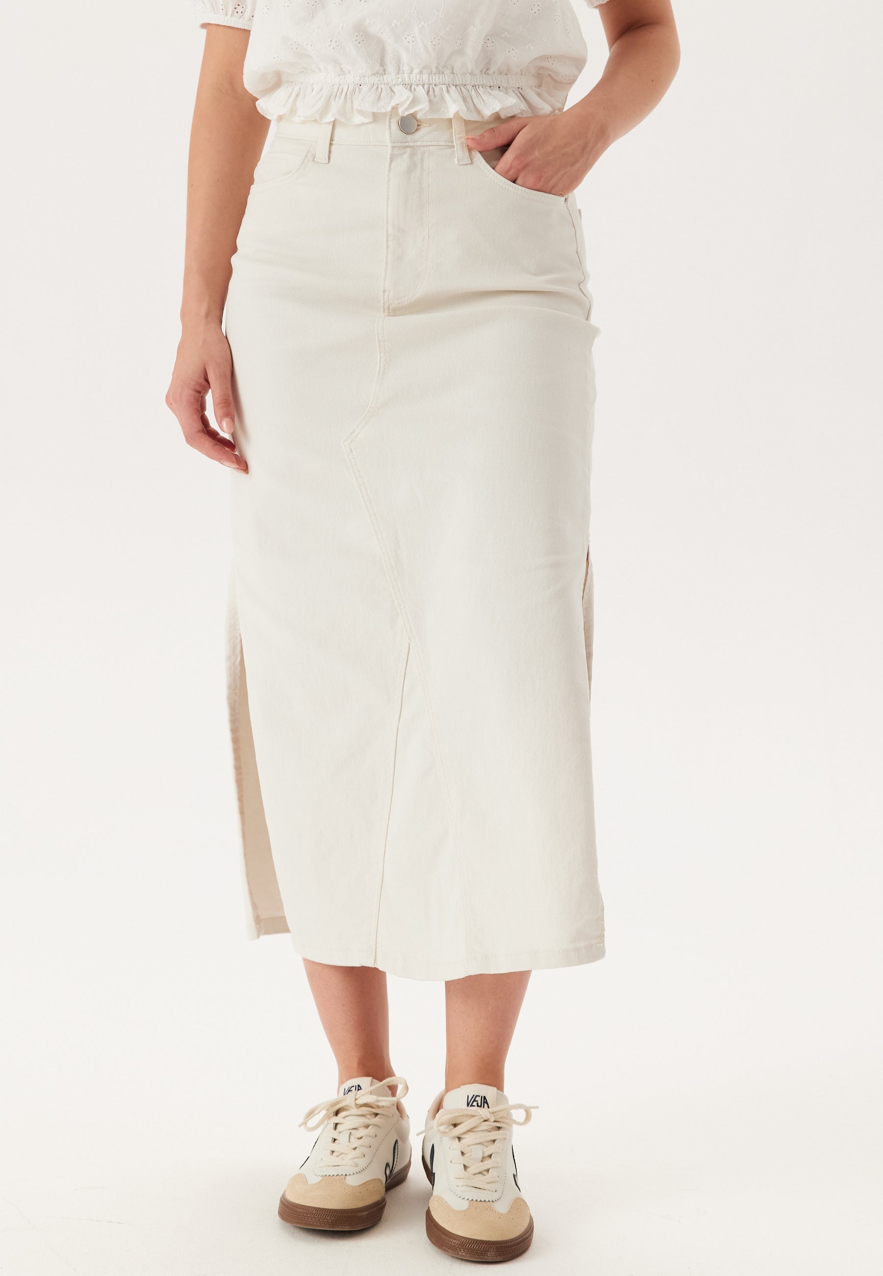 VILA Vinus Hw Midi Denim Skirt