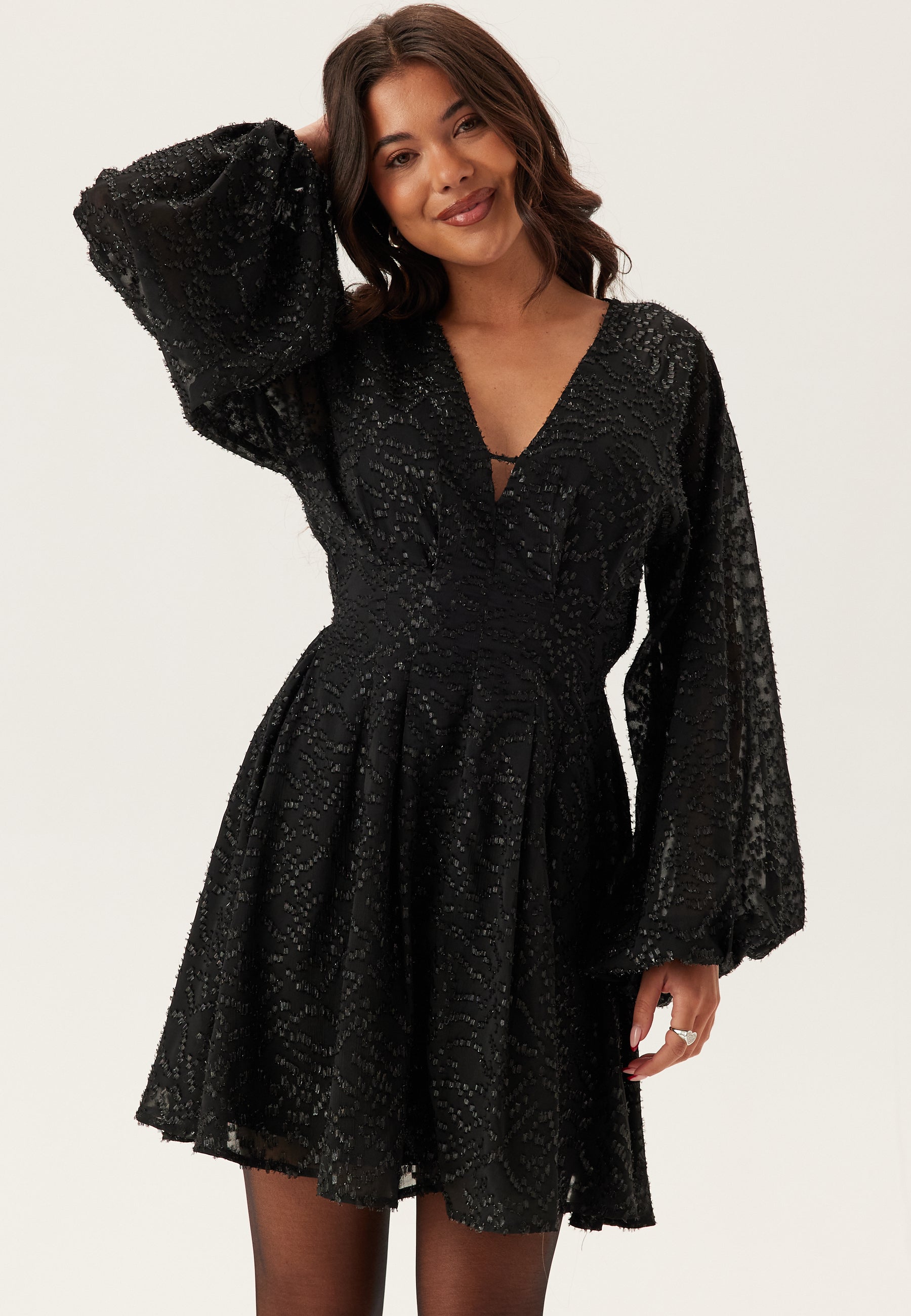 Bubbleroom Occasion 3D Lurex Raglan Sleeve Short Dress