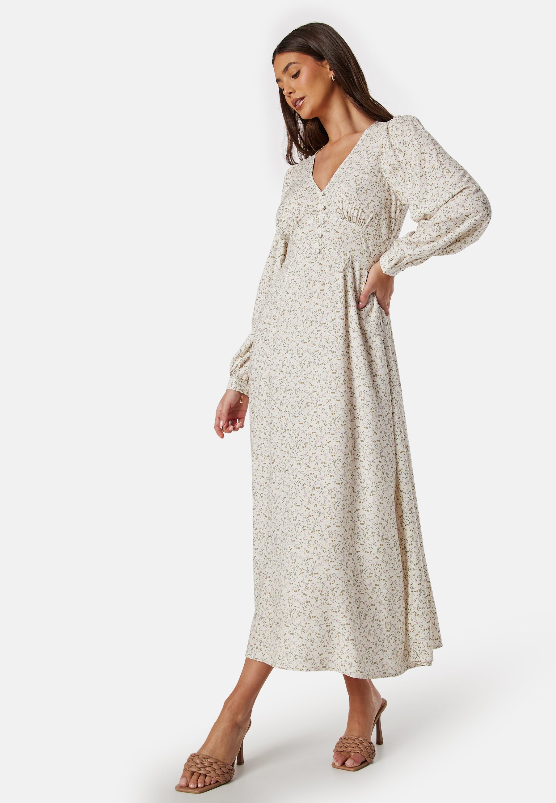 BUBBLEROOM Viscose V-neck Maxi Dress