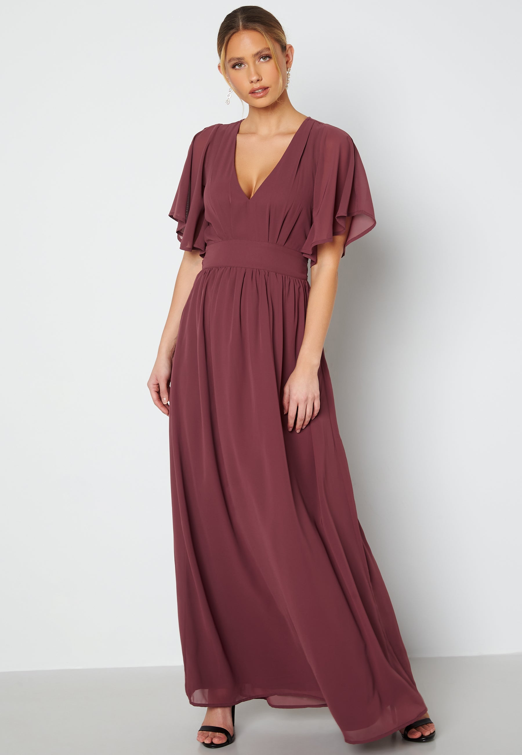 Bubbleroom Occasion Butterfly Sleeve Chiffon Gown